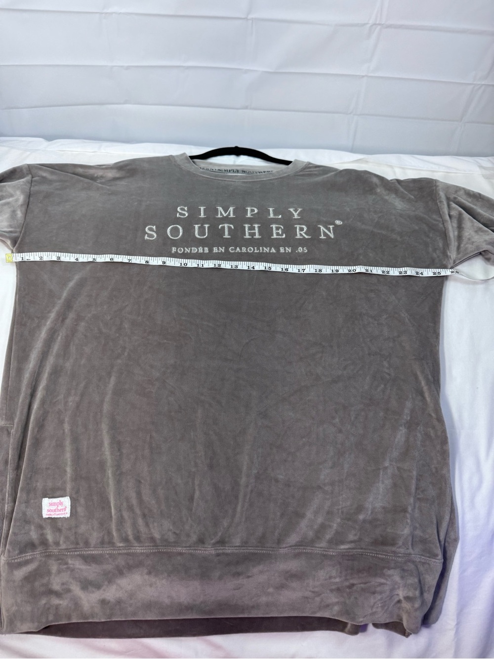 Simply Southern XXL Gray Velour Oversized Embroidered Sweatshirt - Picture 8 of 10